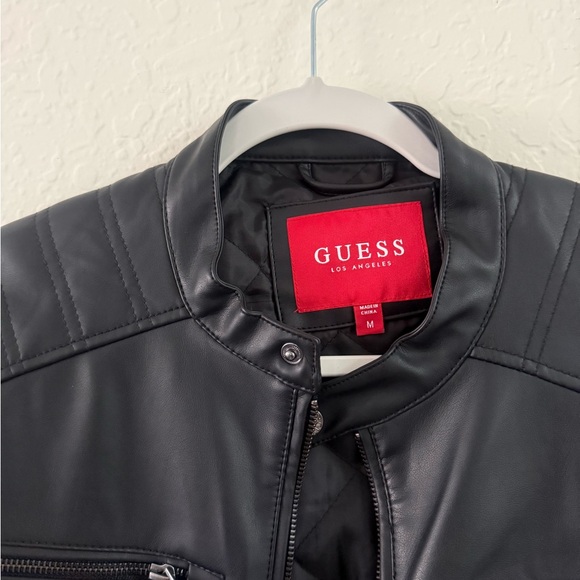 GUESS Men's Charcoal Leather Jacket - Picture 4 of 4